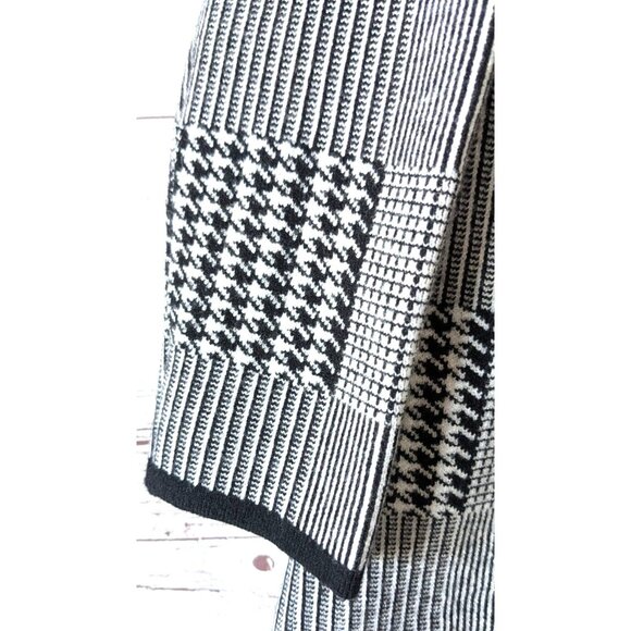 Belldini Women Houngstooth Cardigan Coat Open Front Above Knee Hooded Knit SizeL - Picture 7 of 14